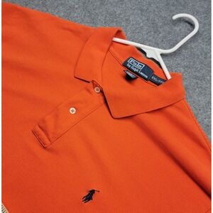Ralph Lauren Y2K Vintage Orange Blue Pony Cotton Golf Polo Shirt Men's XXL/TTG